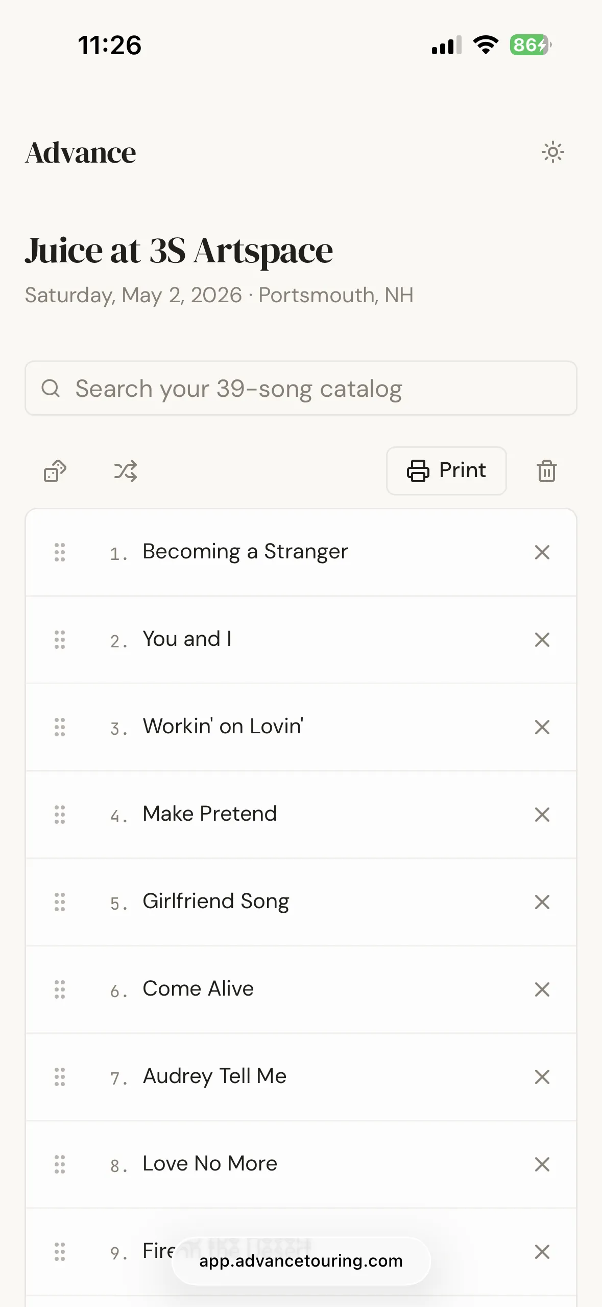 Collaborative mobile set list